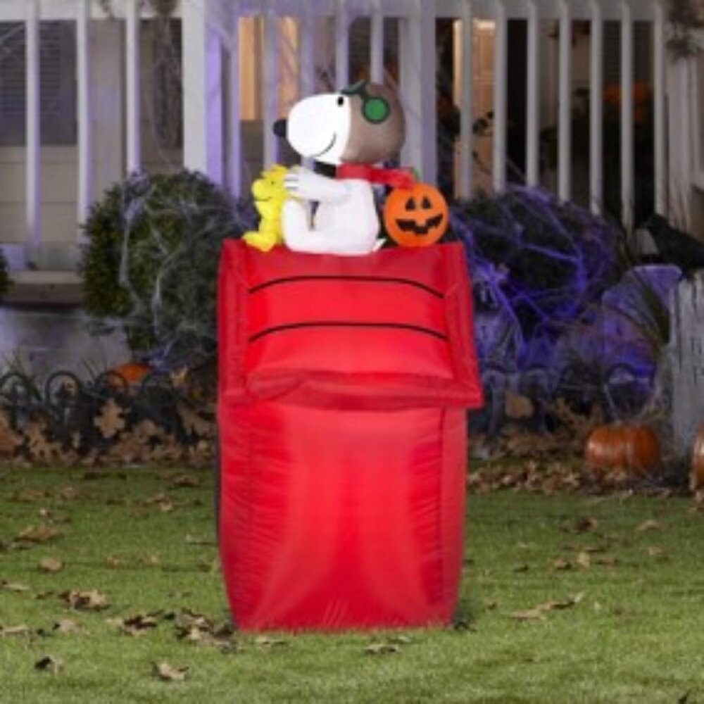 Peanuts Snoopy WWI Flying Ace Woodstock Halloween Airblown Inflatable Decor NWT - Picture 9 of 9